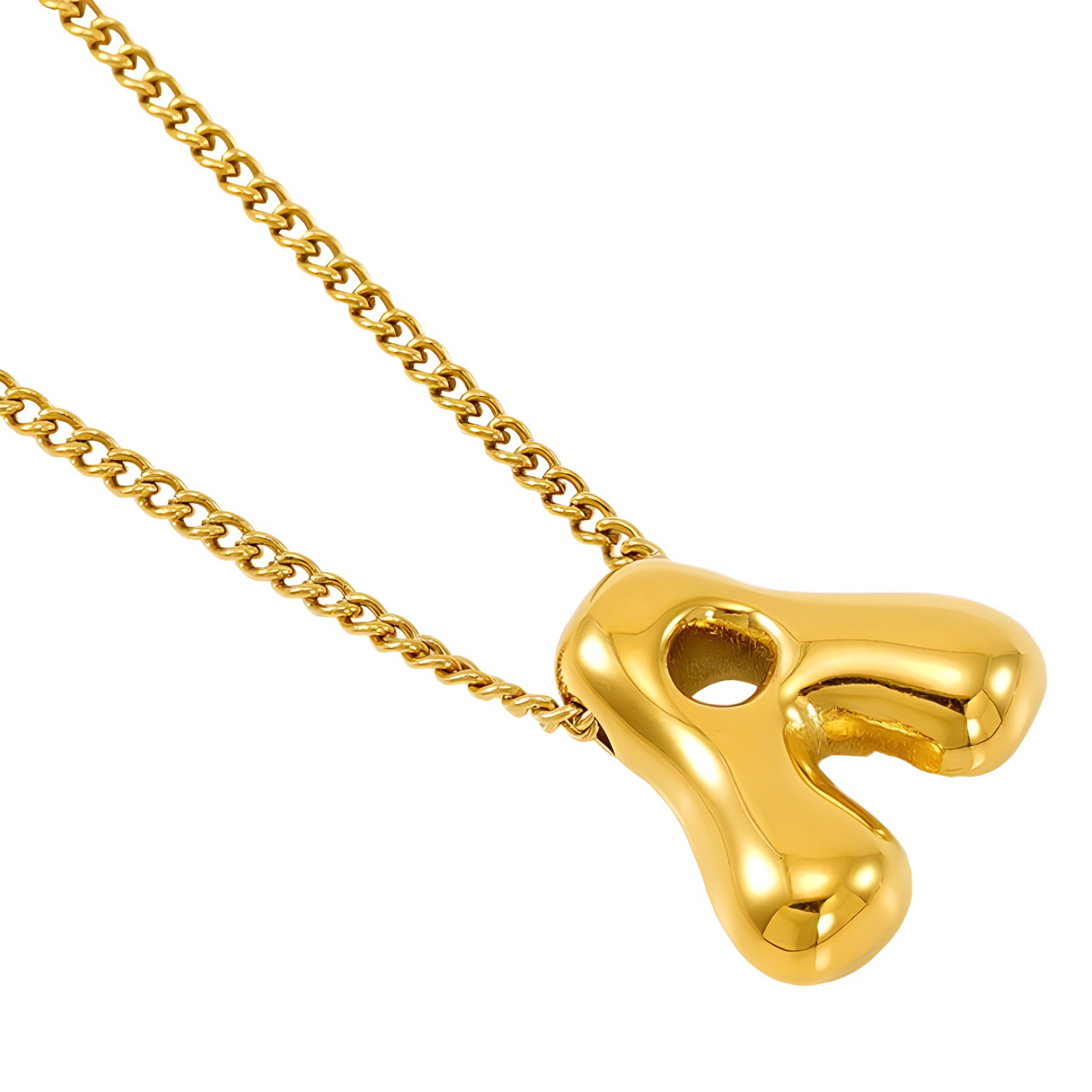 Gold color / 1 Piece Simple Series Daily Letter A Titanium Steel  Gold Color Unisex Pendant Necklaces 